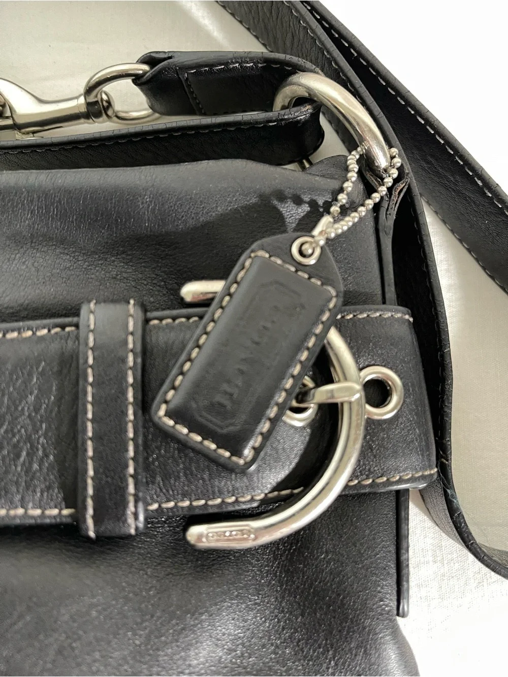 Coach SoHo Black Leather Hobo with Silver Buckle Accents